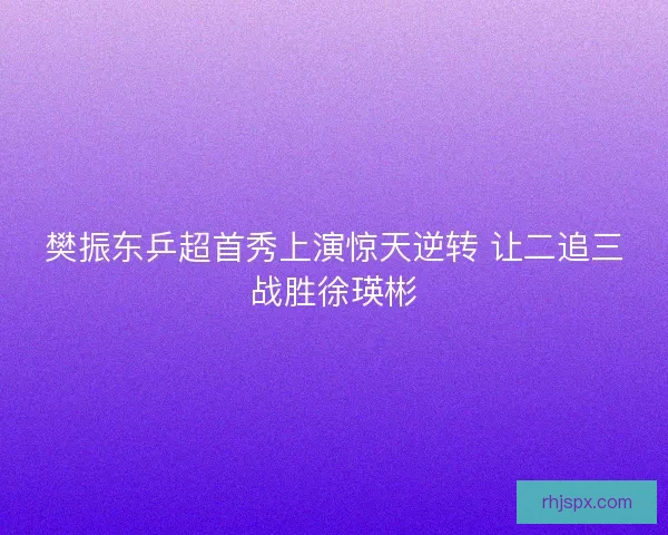 樊振东乒超首秀上演惊天逆转 让二追三战胜徐瑛彬