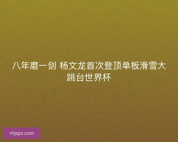 八年磨一剑 杨文龙首次登顶单板滑雪大跳台世界杯 八年磨一剑 杨文龙首次登顶单板滑雪大跳台世界杯