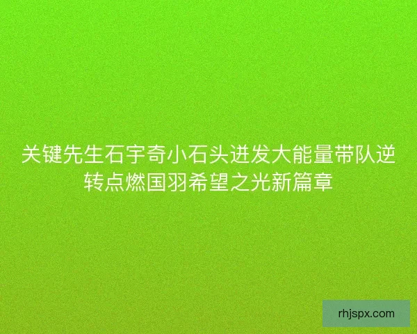 关键先生石宇奇小石头迸发大能量带队逆转点燃国羽希望之光新篇章
